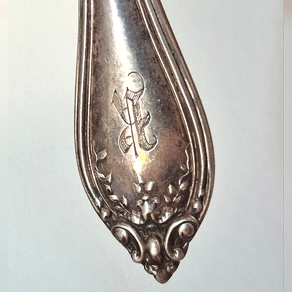 Vintage Silverplate Serving Salad Fork&Antique 1911 Silver Rose Butter Knife
